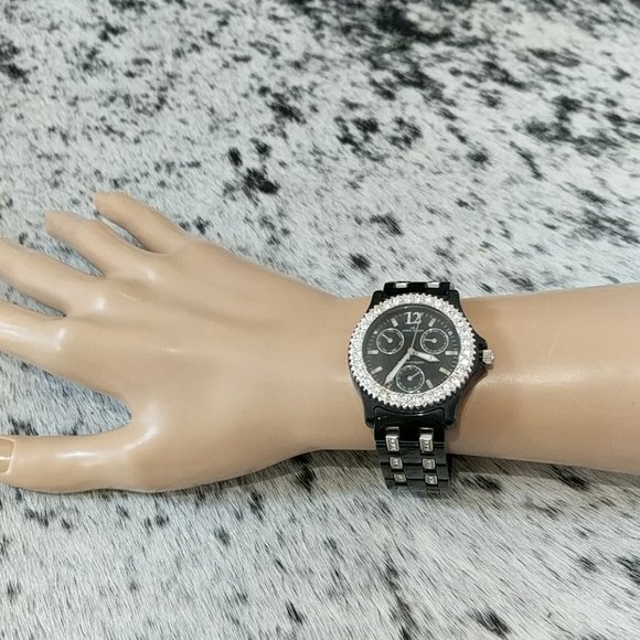 ANNE KLEIN Black Resin Crystal Lightweight Watch - Picture 9 of 9